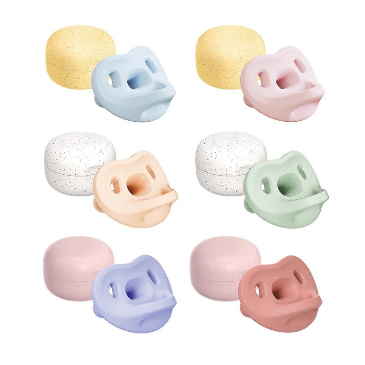 Moyuum-Style Full Silicone Pacifier | Ultra-Soft Baby Soother with Storage Case, Multi-Color for 0-3 Years