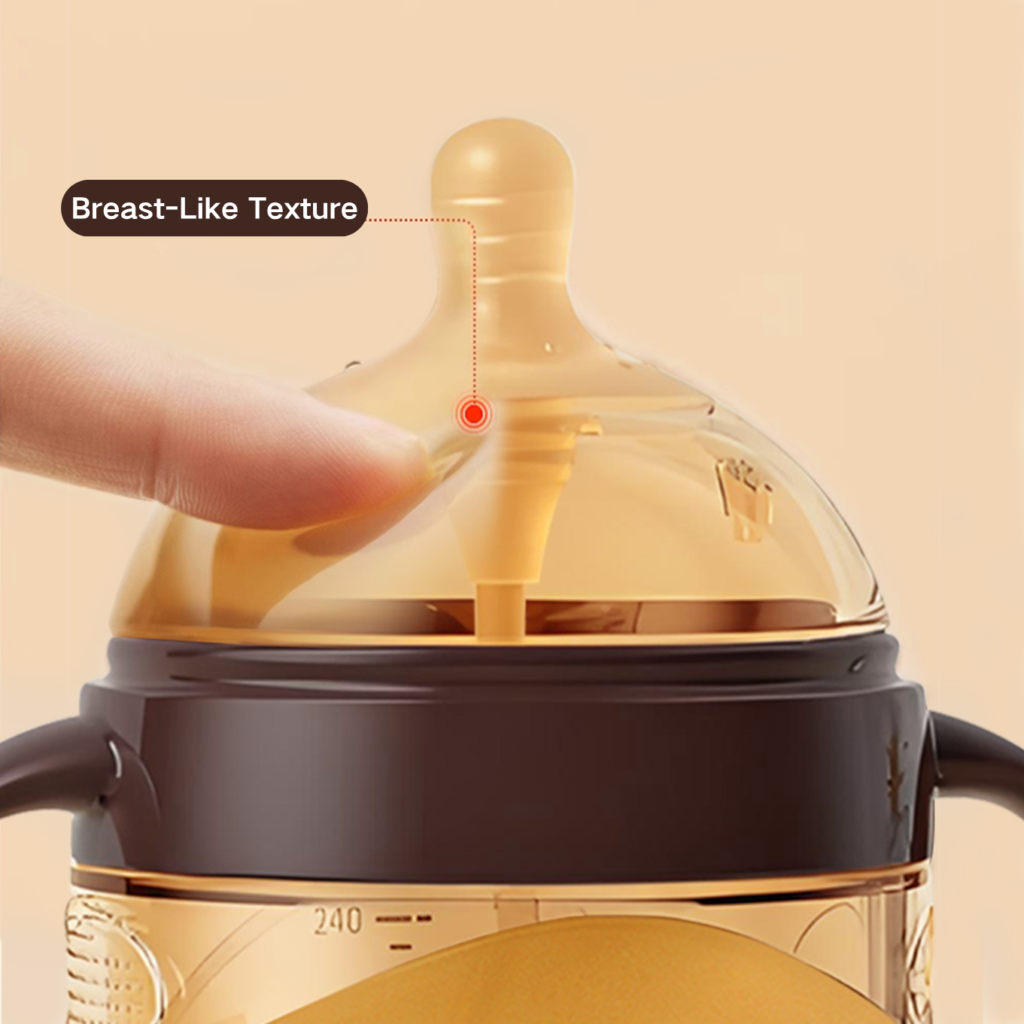 wholesale 70mm wide mouth full silicone baby bottle with handle & gravity ball straw (复制)