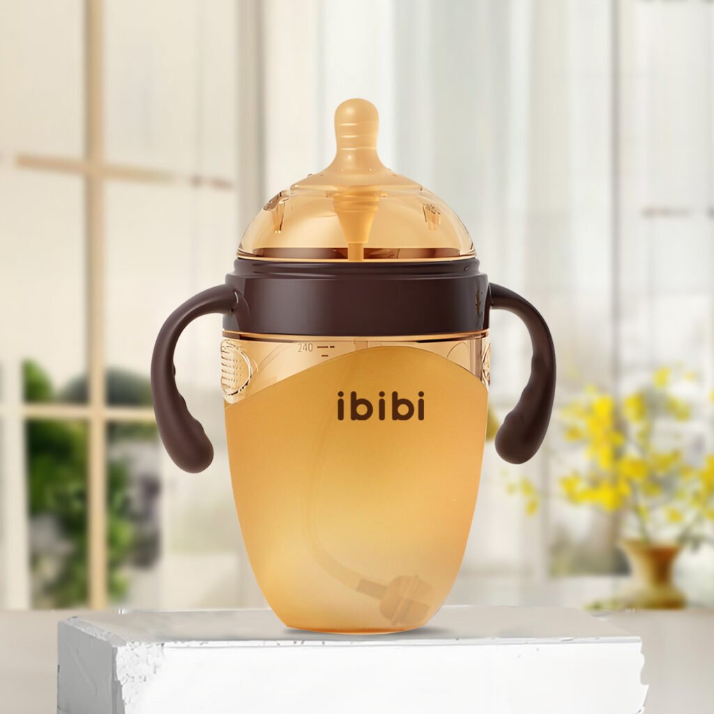 wholesale 70mm wide mouth full silicone baby bottle with handle & gravity ball straw (复制)