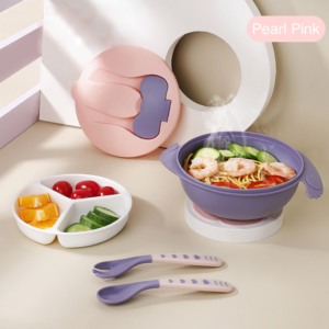 Wholesale Multifunctional Baby Suction Tableware Set | Toddler Compartment Plate Anti-Flip Feeding Bowl with Spoon & Fork for Self-Feeding