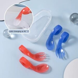 Baby Temperature Sensing Curved Fork & Spoon Set